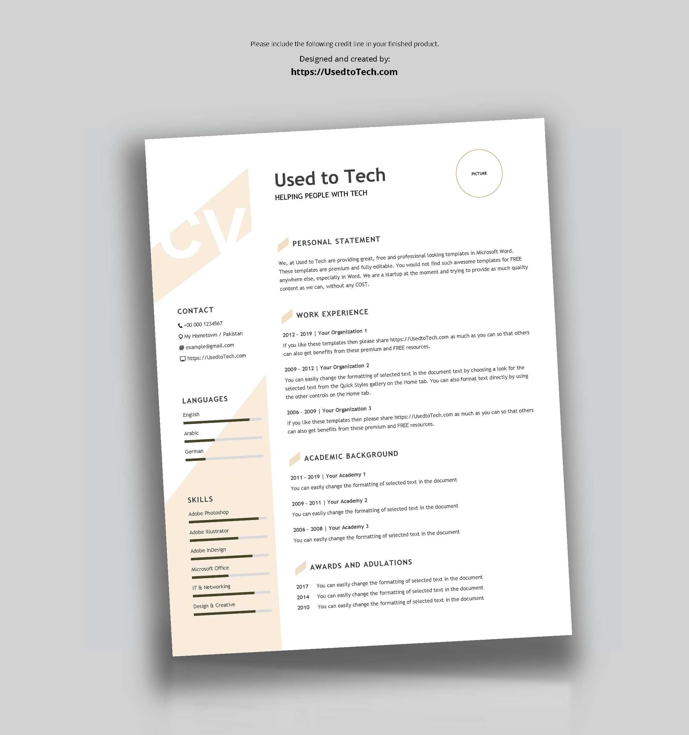 Modern Resume Template In Word Free – Used To Tech In Free Resume Template Microsoft Word