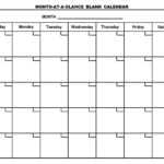 Month At A Glance Blank Calendar | Monthly Printable Calender within Month At A Glance Blank Calendar Template