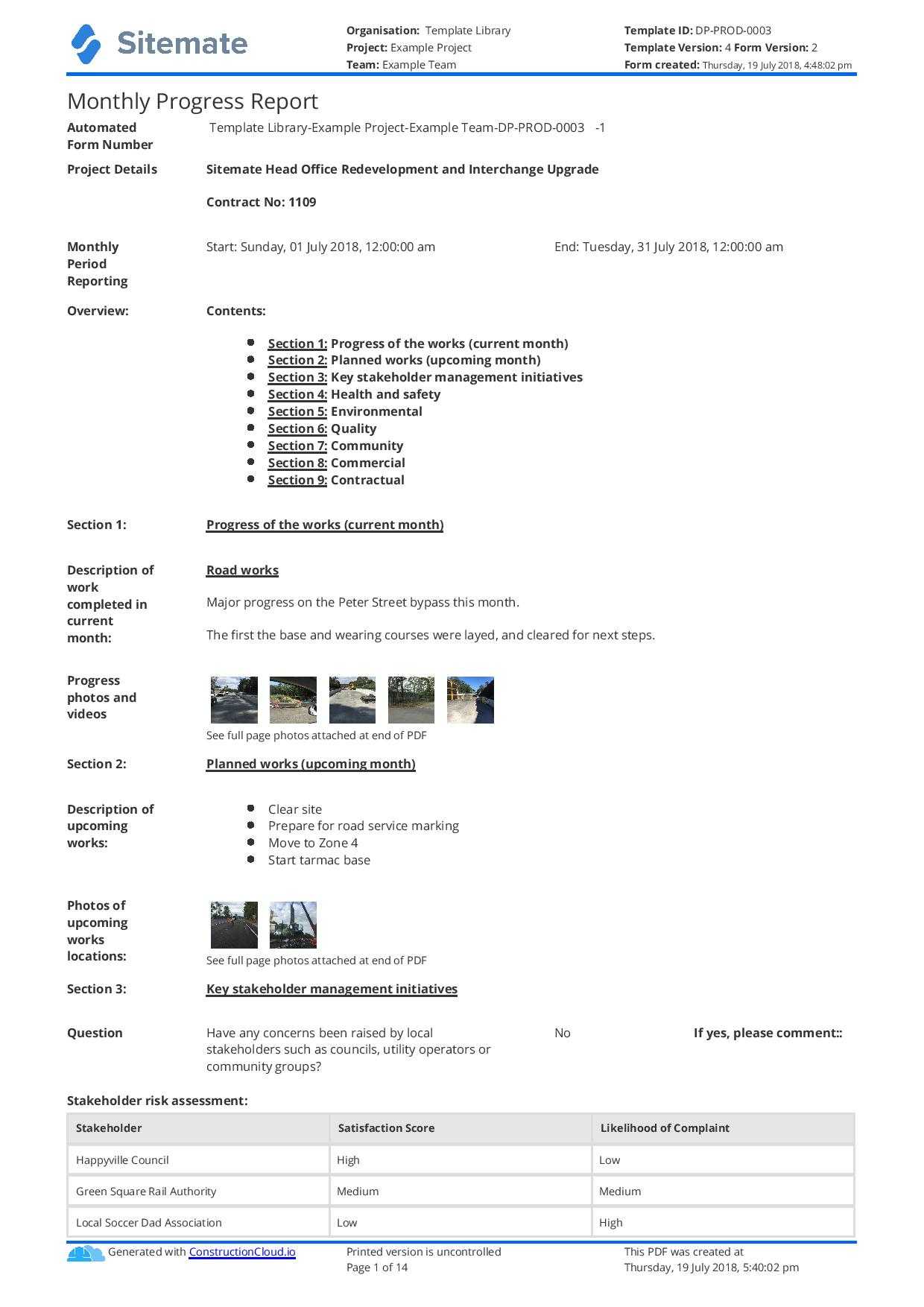 Monthly Construction Progress Report Template: Use This Intended For Construction Daily Progress Report Template