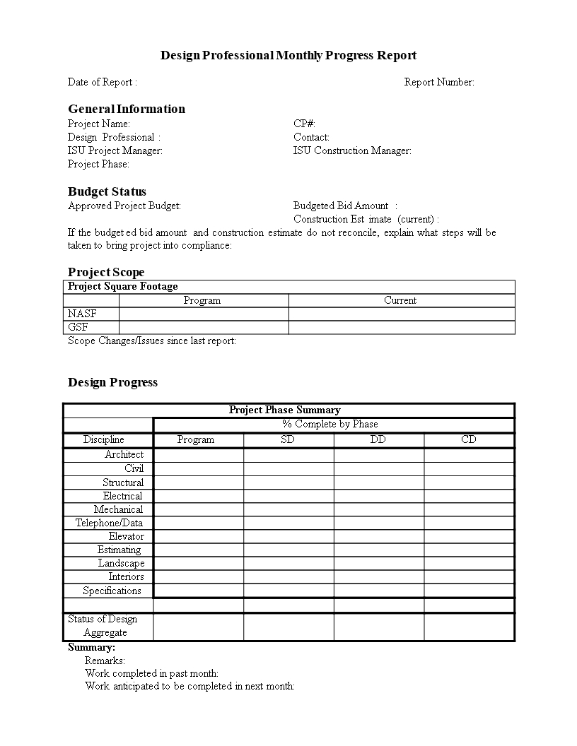 Monthly Progress Report In Word | Templates At In Project Monthly Status Report Template
