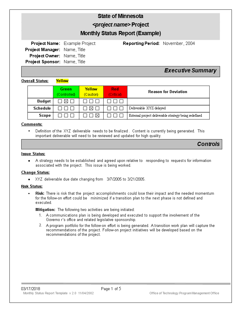 Monthly Status Report | Templates At Allbusinesstemplates With Regard To Executive Summary Project Status Report Template