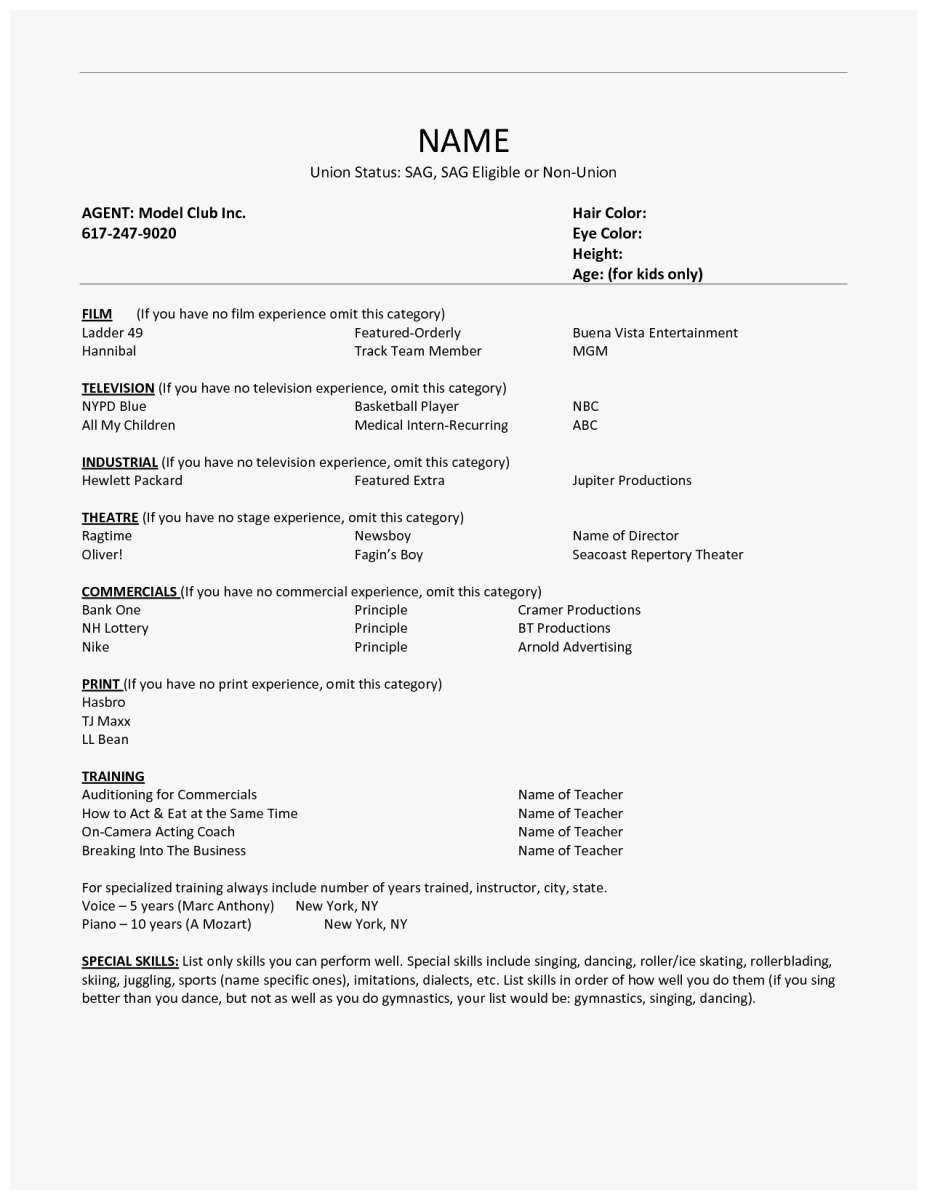 Musical Theatre Resume | Literarywiki For Theatrical Resume Template Word