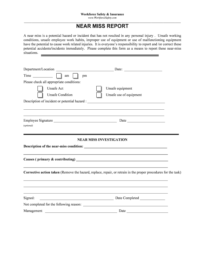 Near Miss Incident Report Example – Tomope.zaribanks.co Pertaining To Incident Hazard Report Form Template
