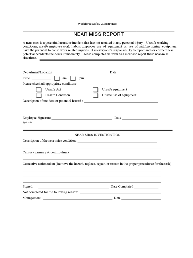 Near Miss Reporting Form – 2 Free Templates In Pdf, Word Within Near Miss Incident Report Template