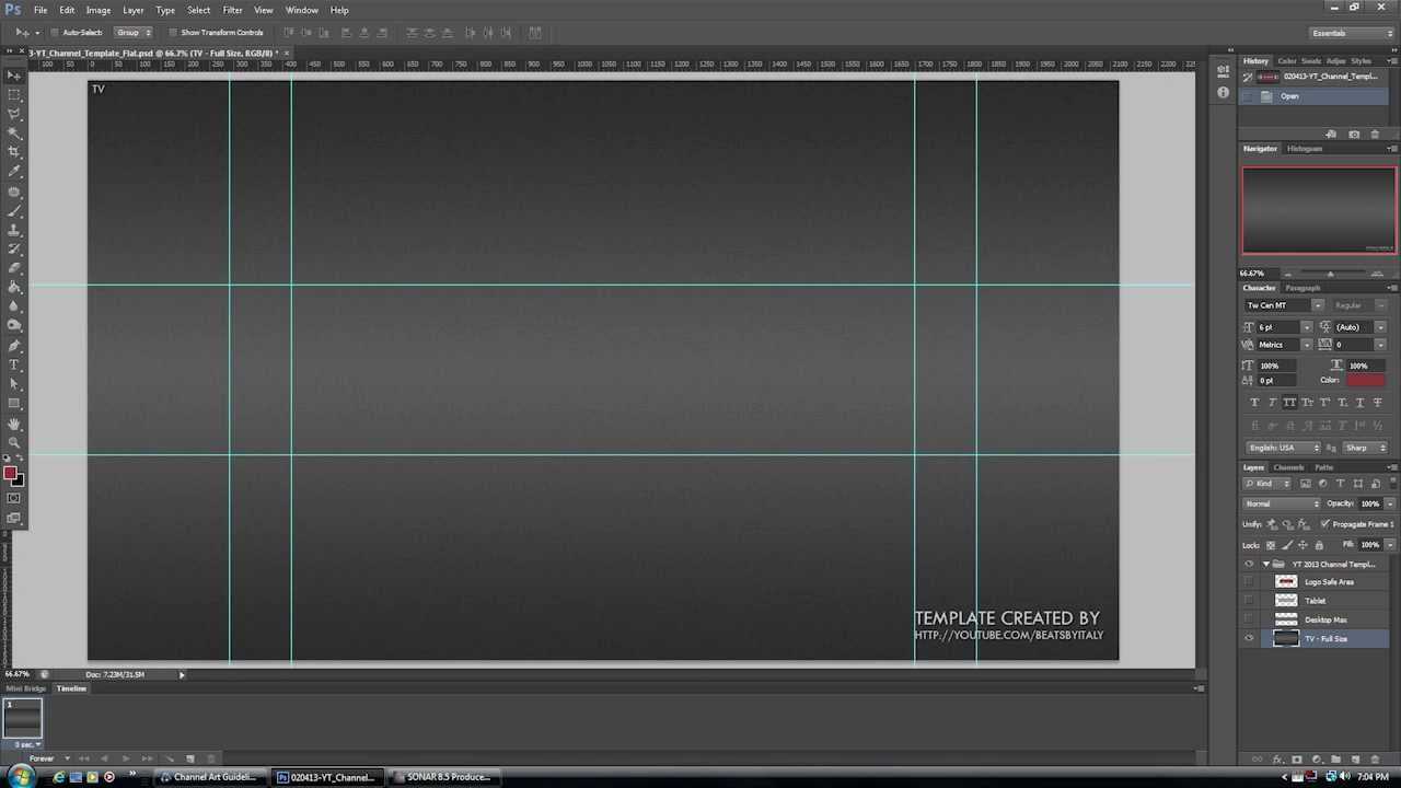 New Youtube Channel Design Banner Layout Psd Template 2013 + Png For Youtube Banner Size Template