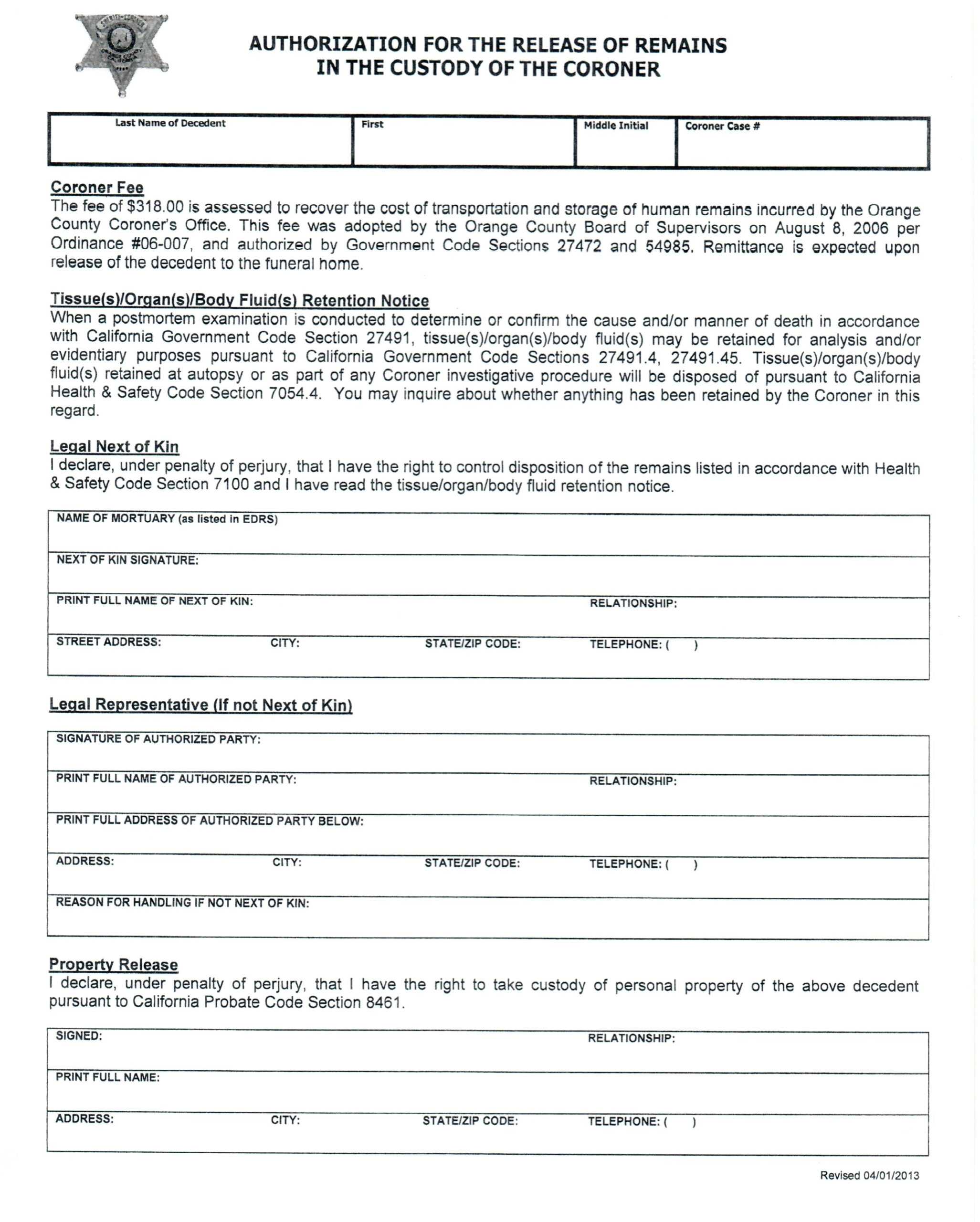 Next Of Kin Form Template – Refat With Coroner's Report Template