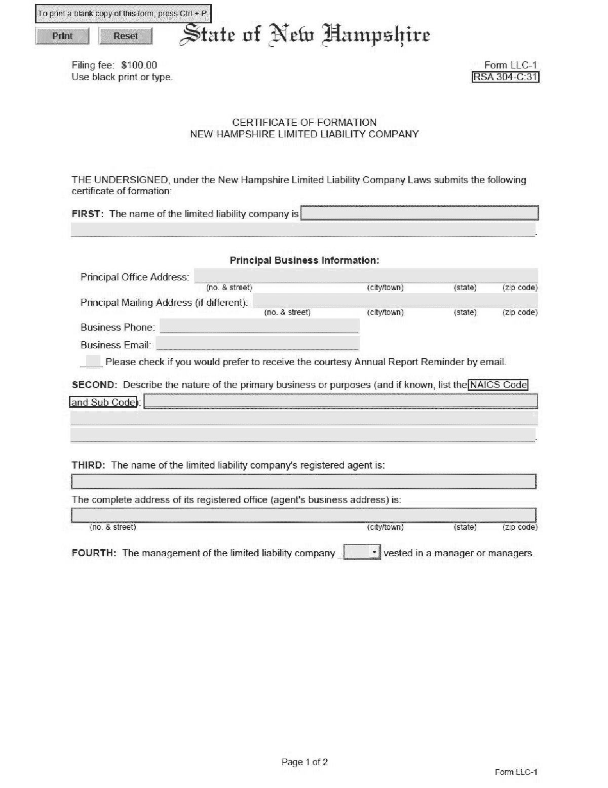 Nh Llc – How To Form An Llc In New Hampshire Intended For Llc Annual Report Template
