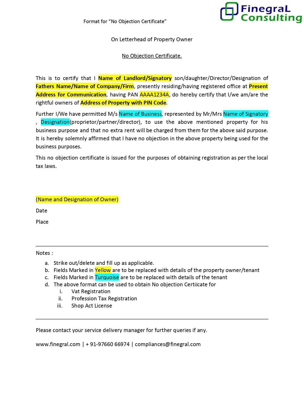 No Objection Certificate Format Template – Google Docs Templates Within Noc Report Template