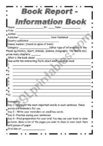 Non Fiction Book Report And Oral Presentation - Esl regarding Nonfiction Book Report Template