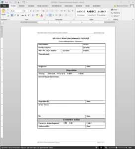 Nonconformance Report Iso Template | Qp1030-1 regarding Non Conformance Report Form Template