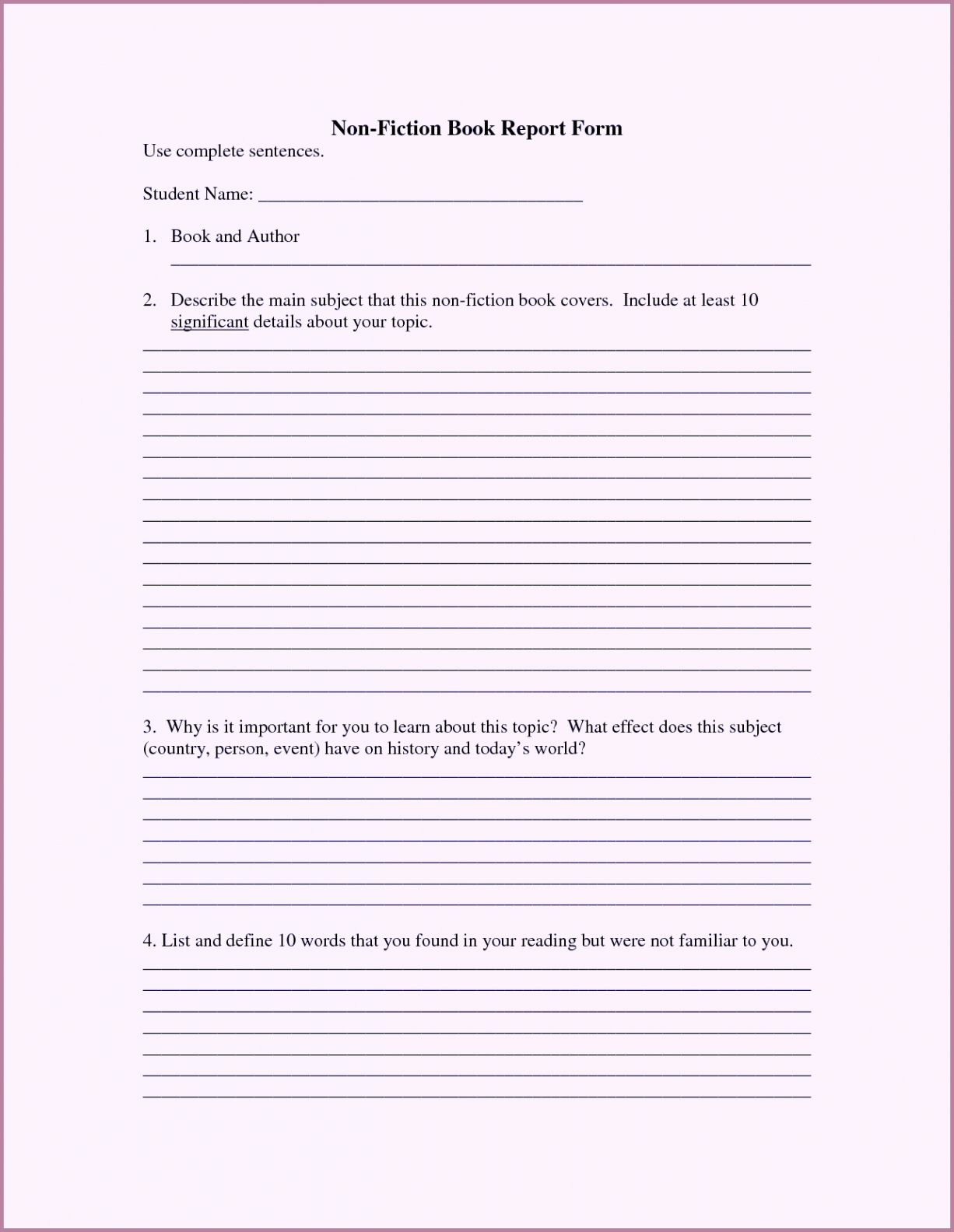 Nonfiction Worksheet For 5Th Grade | Printable Worksheets With Regard To Nonfiction Book Report Template