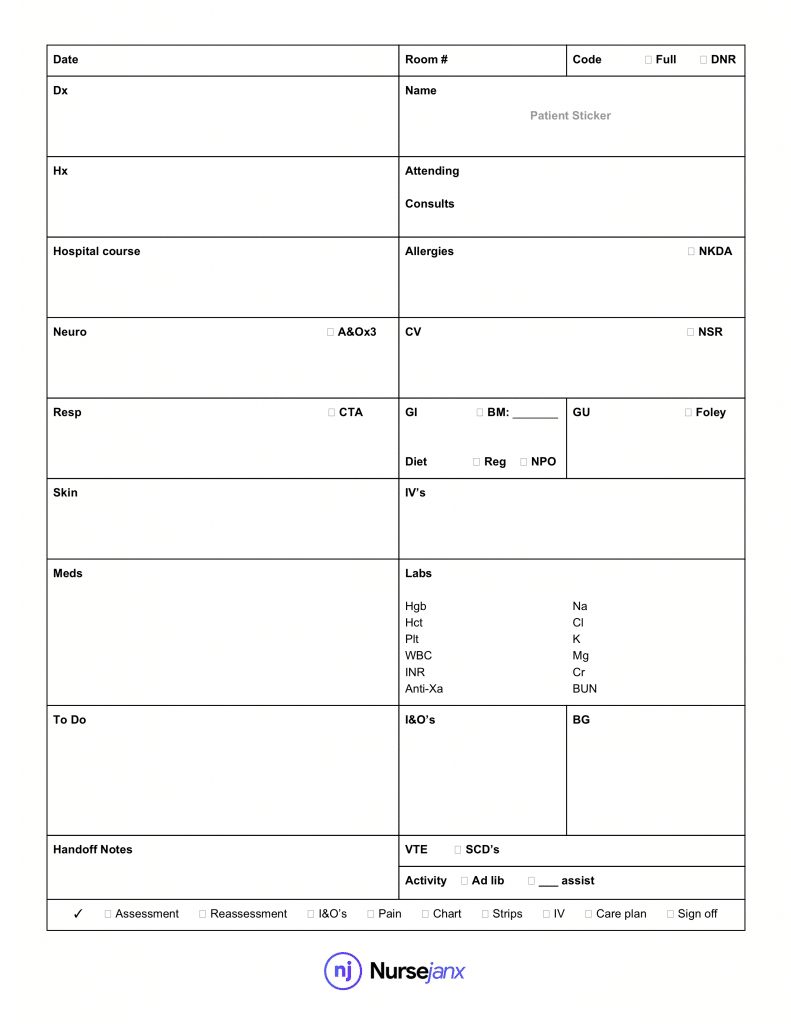 Nursing Report Sheet Template – Nursejanx Store With Regard To Nurse Report Sheet Templates