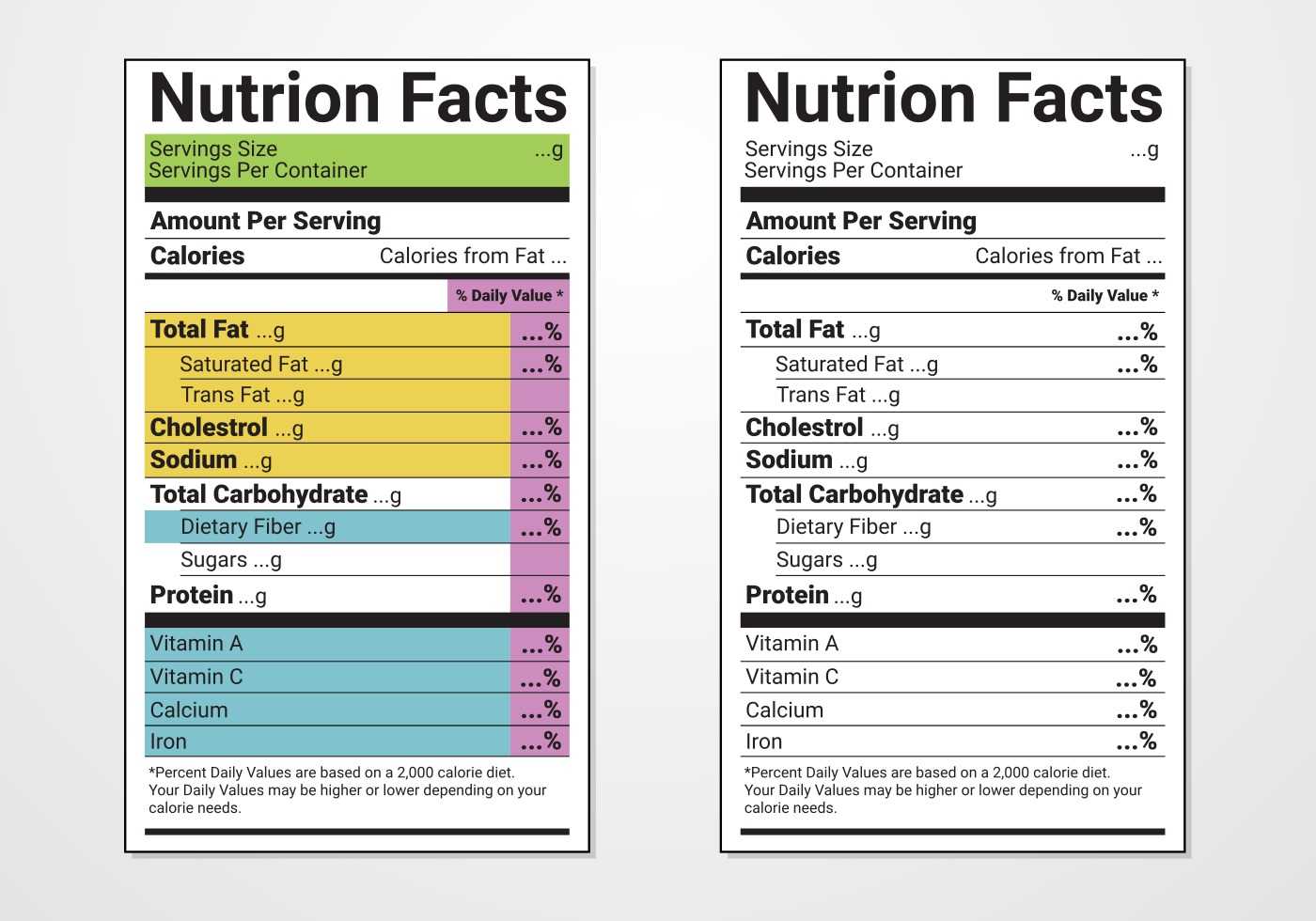 Nutrition Facts Label Vector Templates - Download Free Regarding Blank Food Label Template