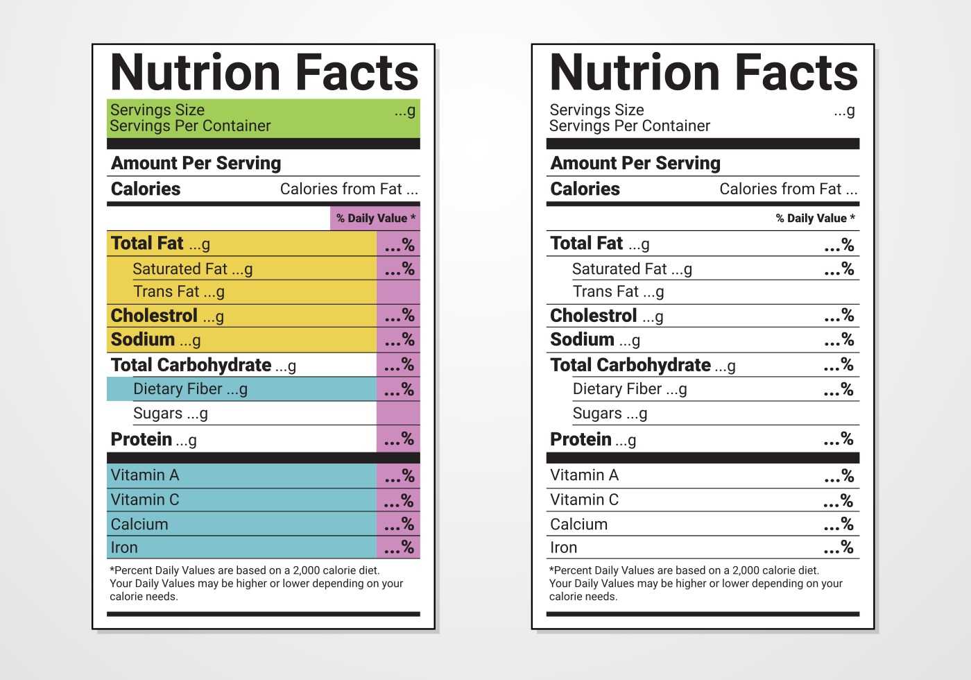 Nutrition Facts Label Vector Templates - Download Free Regarding Nutrition Label Template Word