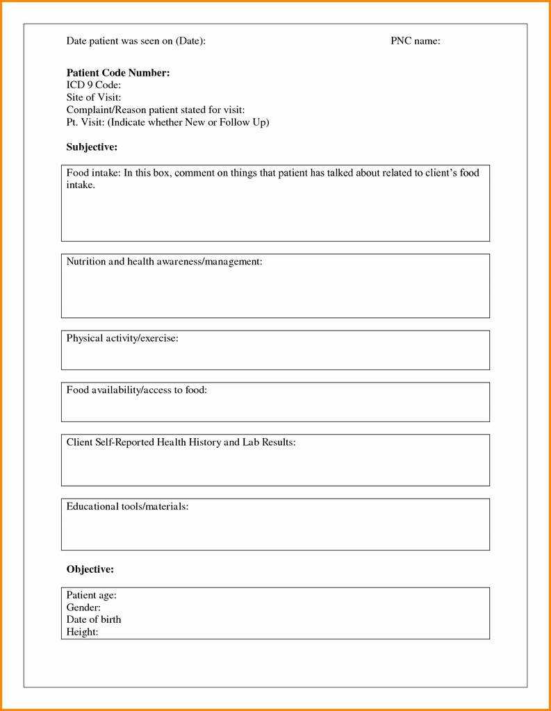 Nutrition Intake Form Template New 30 Blank Soap Note In Soap Report Template