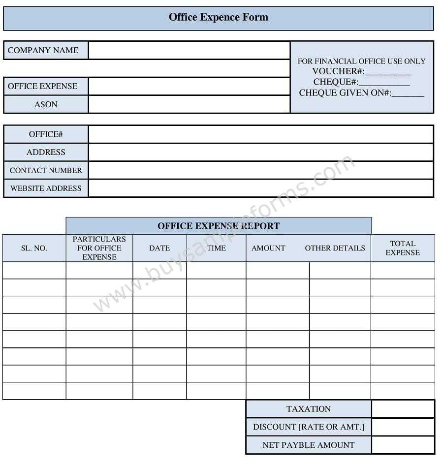 Office Expenses Form Template | Expense Form Template Within Reimbursement Form Template Word