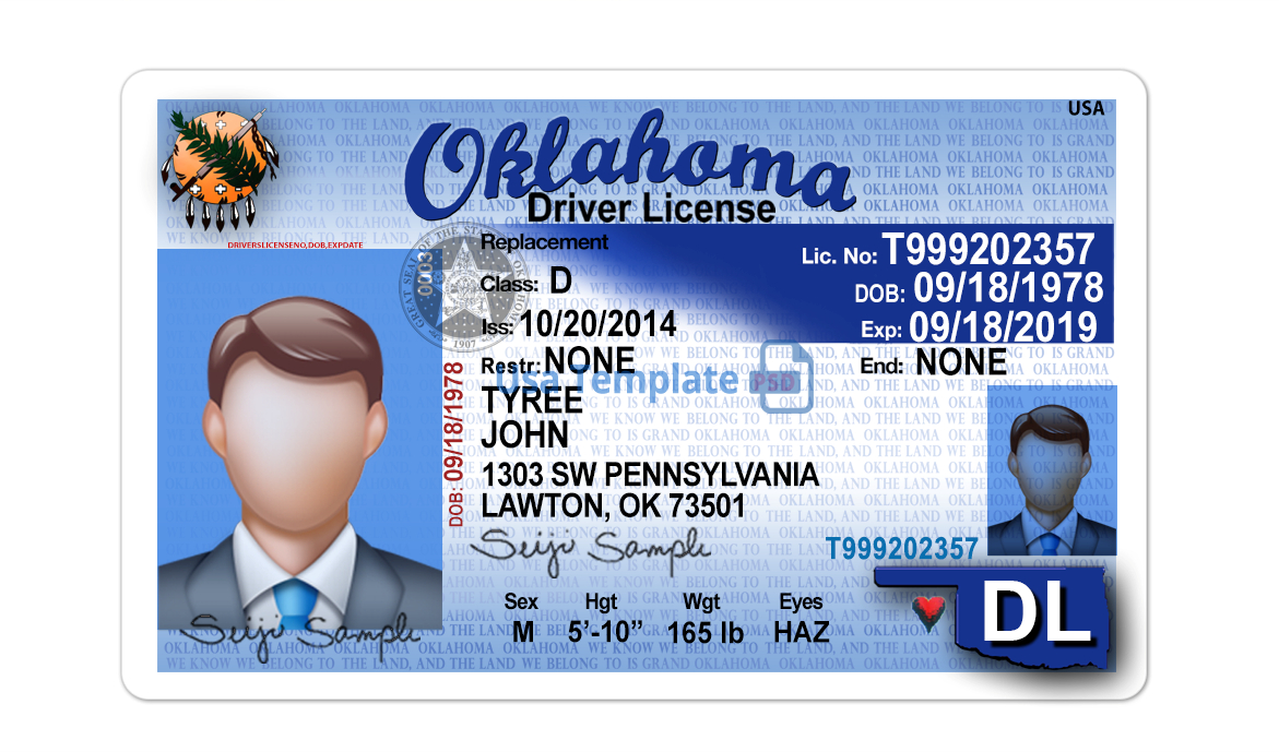 Oklahoma Driver License Template Throughout Blank Drivers License Template