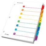 Onestep® Printable Table Of Contents Dividers, 8 Tab, Multicolor Within 8 Tab Divider Template Word