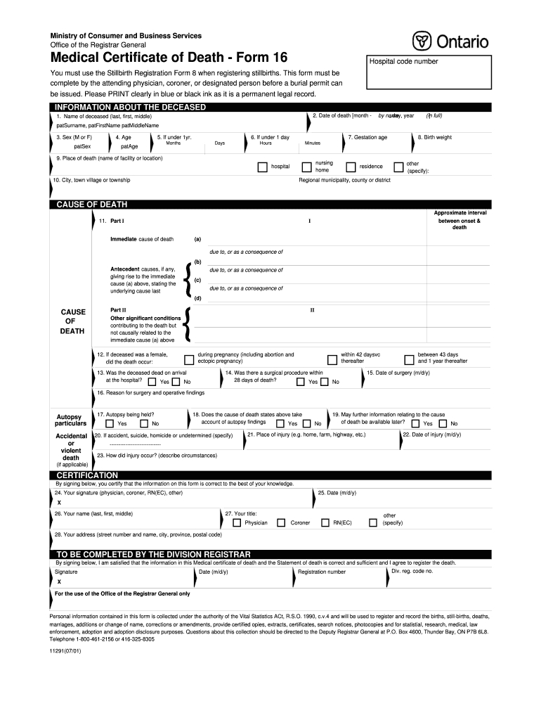 Ontario Death Certificate Form – Fill Out And Sign Printable Pdf Template |  Signnow Intended For Blank Autopsy Report Template