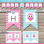 Owl Party Banner Template – Pink Throughout Free Printable Party Banner Templates