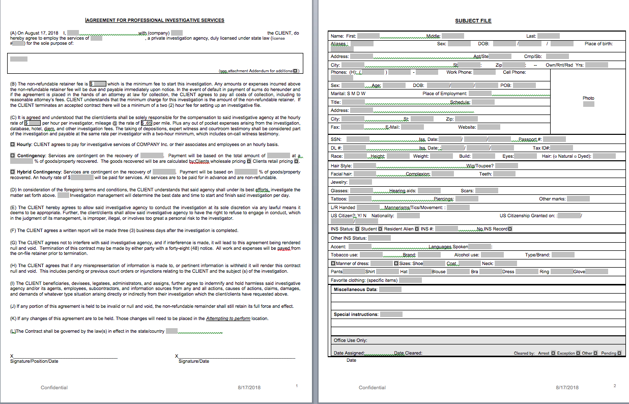 P.i. Forms - Pitraininghq For Private Investigator Surveillance Report Template