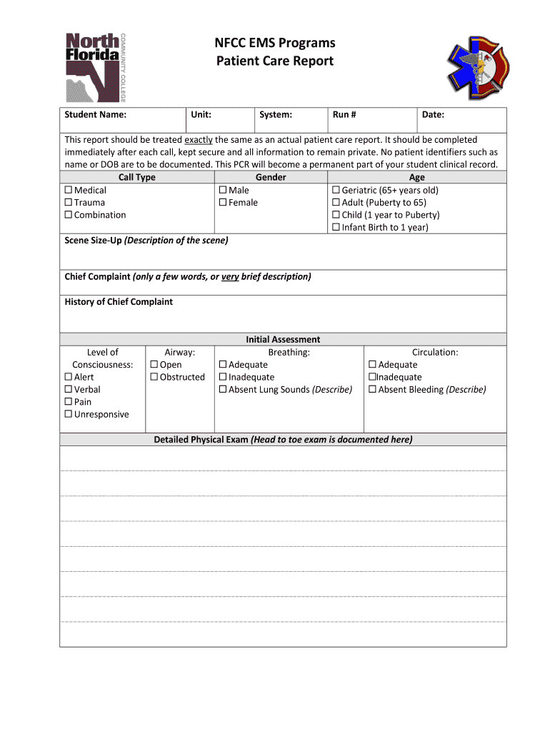 Patient Care Report - Fill Online, Printable, Fillable Pertaining To Patient Care Report Template