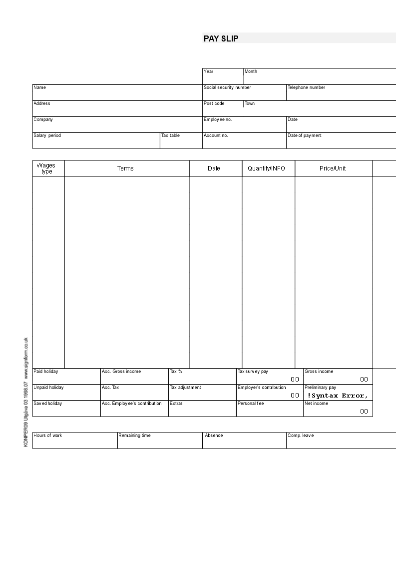 Payslip Template | Templates At Allbusinesstemplates Within Blank Payslip Template