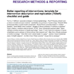 Pdf) [Better Reporting Of Interventions: Template For with regard to Intervention Report Template
