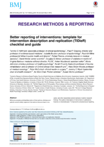 Pdf) [Better Reporting Of Interventions: Template For with regard to Intervention Report Template