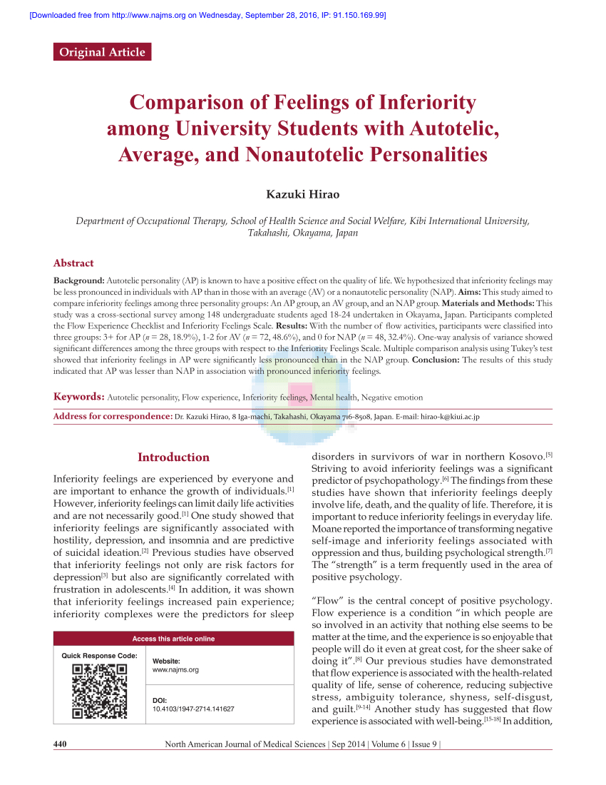 Pdf) Comparison Of Feelings Of Inferiority Among University In Hurt Feelings Report Template