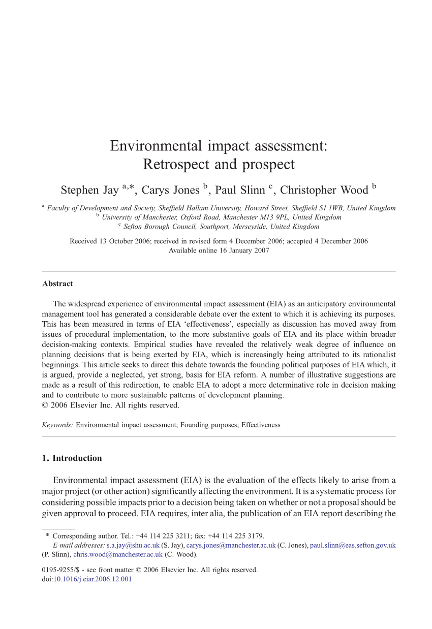 Pdf) Environmental Impact Assessment: Retrospect And Prospect Throughout Environmental Impact Report Template