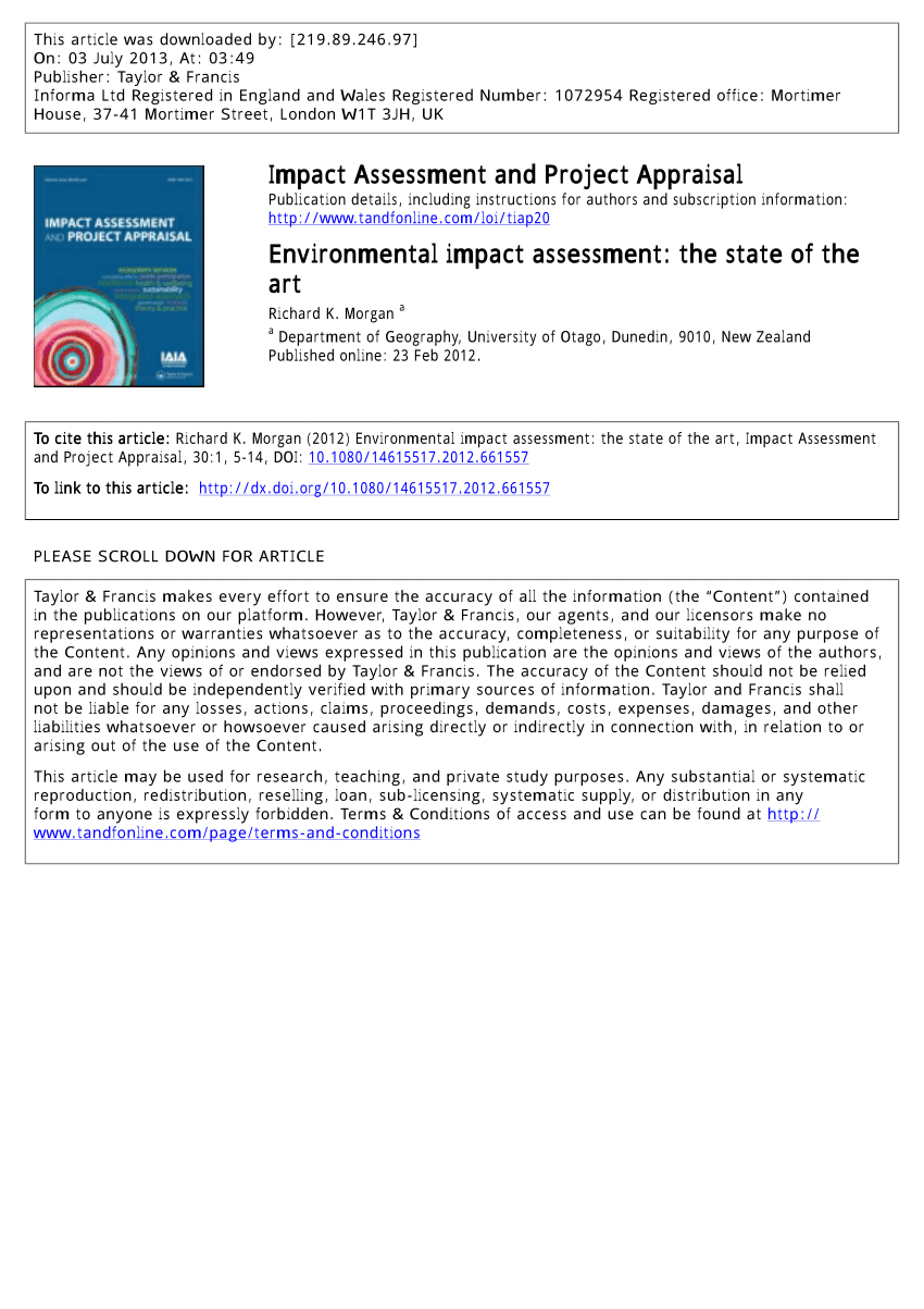 Pdf) Environmental Impact Assessment: The State Of The Art Intended For Environmental Impact Report Template