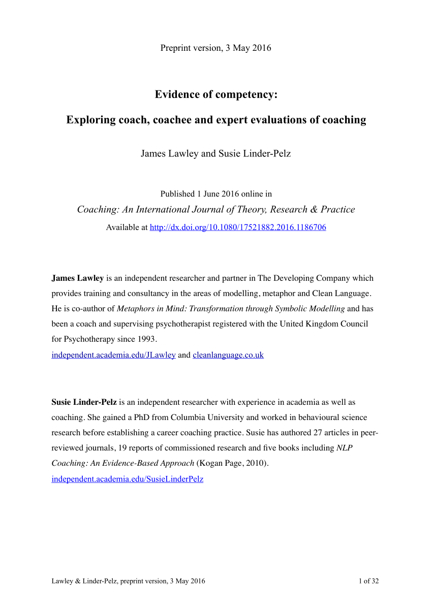 Pdf) Evidence Of Competency: Exploring Coach, Coachee And In Coaches Report Template