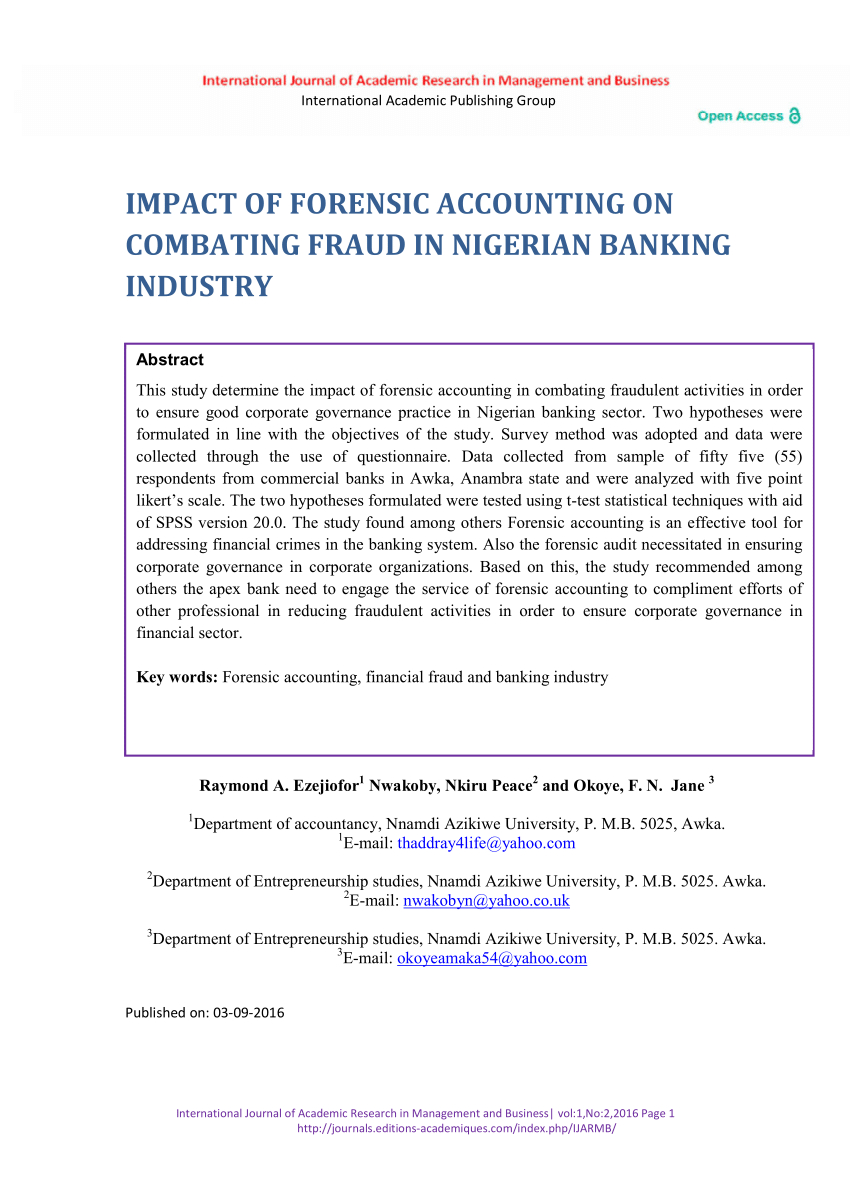 Pdf) Impact Of Forensic Accounting On Combating Fraud In With Forensic Accounting Report Template