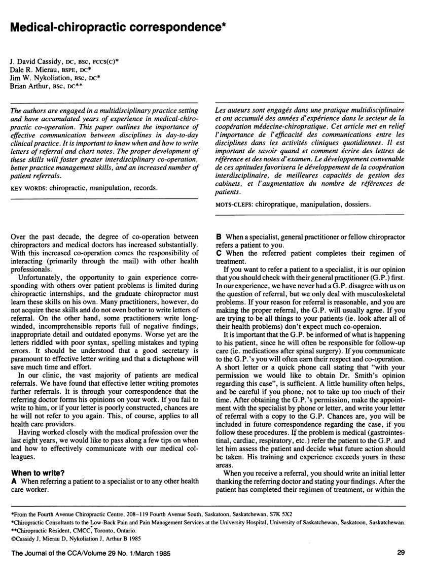 Pdf) Medical Chiropractic Correspondence * In Chiropractic X Ray Report Template