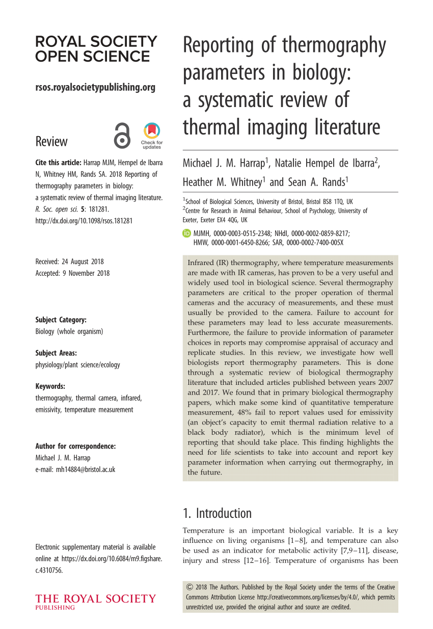 Pdf) Reporting Of Thermography Parameters In Biology: A Intended For Thermal Imaging Report Template