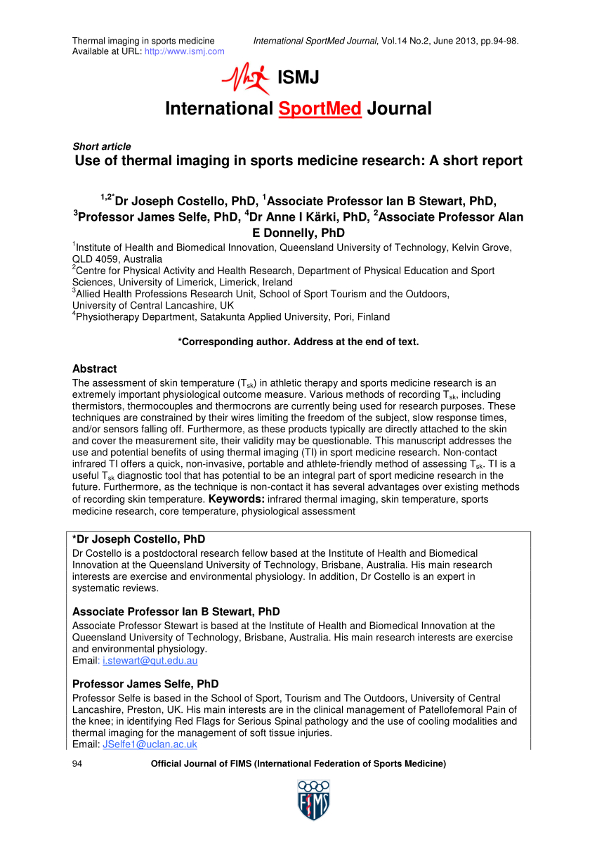 Pdf) Use Of Thermal Imaging In Sports Medicine Research: A In Thermal Imaging Report Template