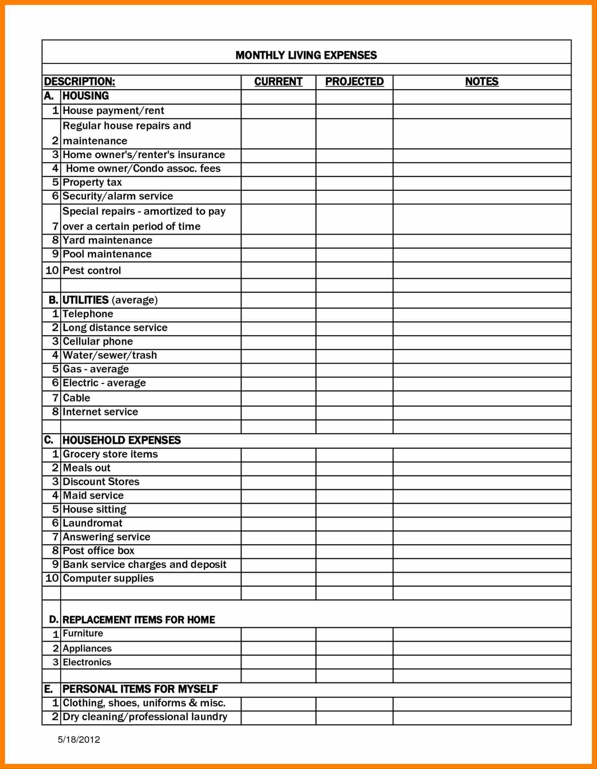Personal Thly Expense Report Template Magdalene Project Org With Expense Report Template Xls