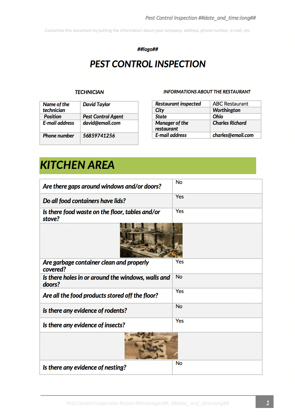 Pest Control Inspection With Kizeo Forms From Your Cellphone For Pest Control Inspection Report Template