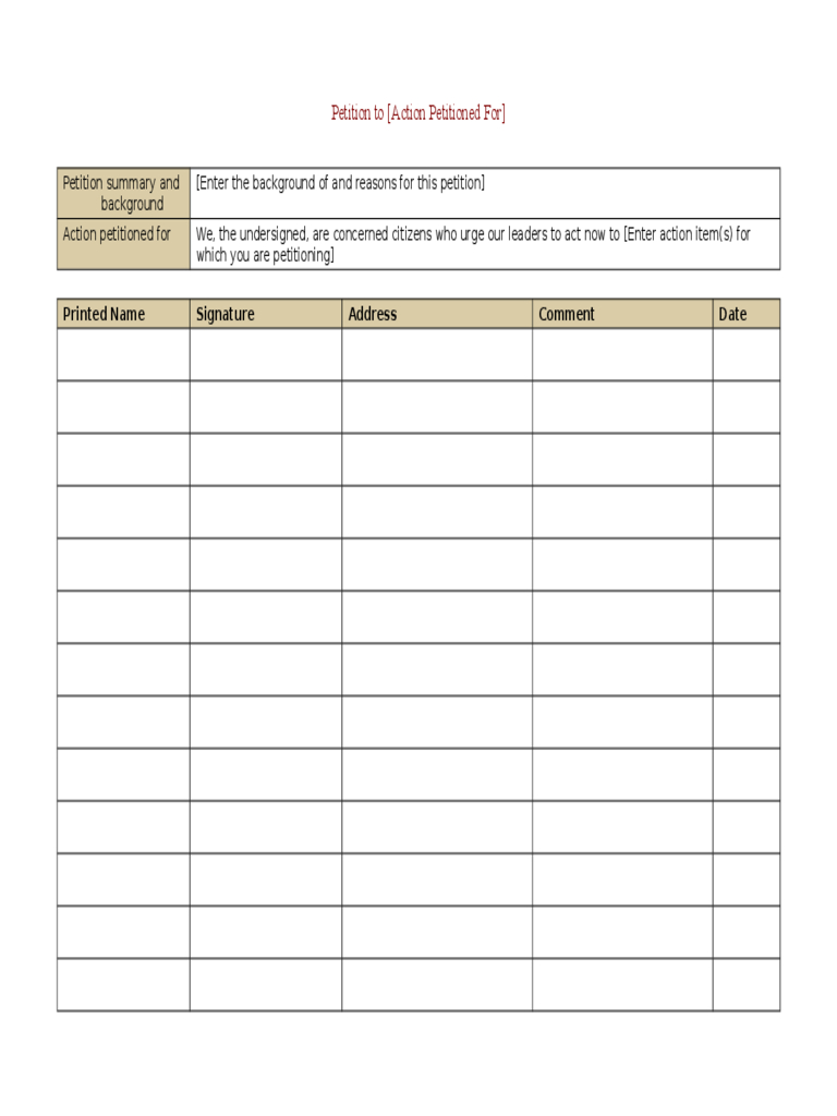 Petition Template – 4 Free Templates In Pdf, Word, Excel Throughout Blank Petition Template