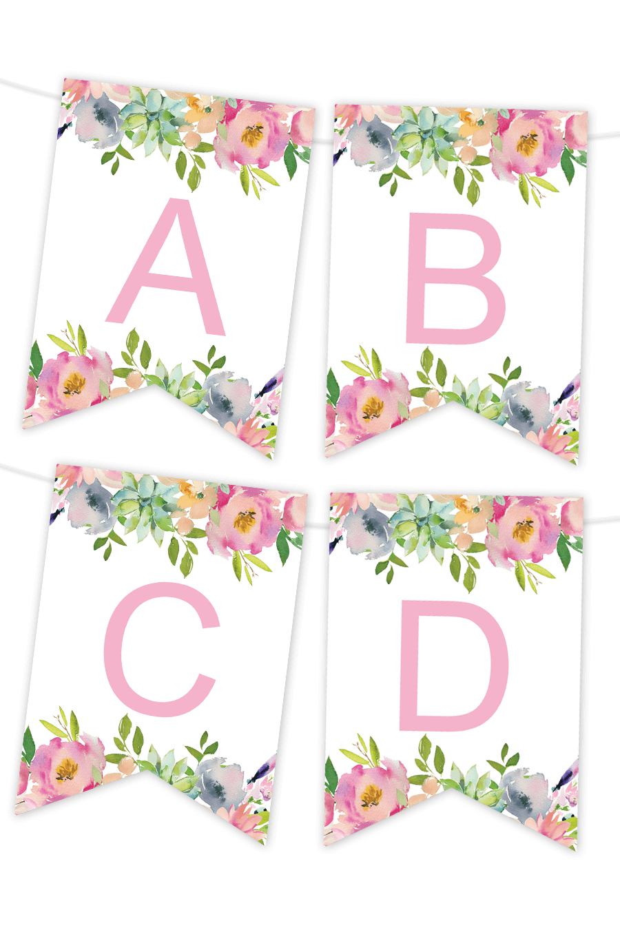 Pink Floral Printable Banner – Chicfetti With Free Bridal Shower Banner Template