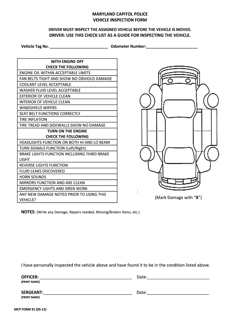 Police Vehicle Checklist – Fill Online, Printable, Fillable Inside Vehicle Checklist Template Word