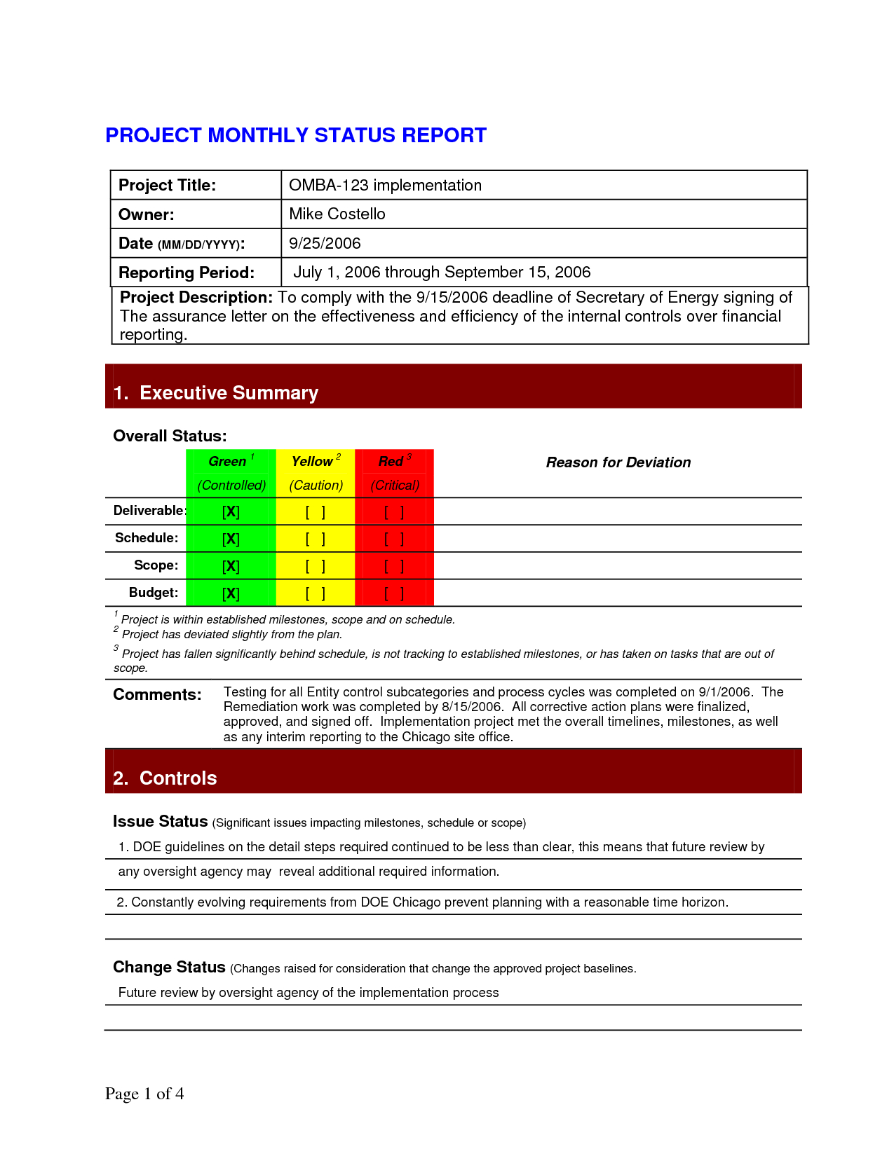 Portfolio Management Reporting Templates And Project Status In Deviation Report Template