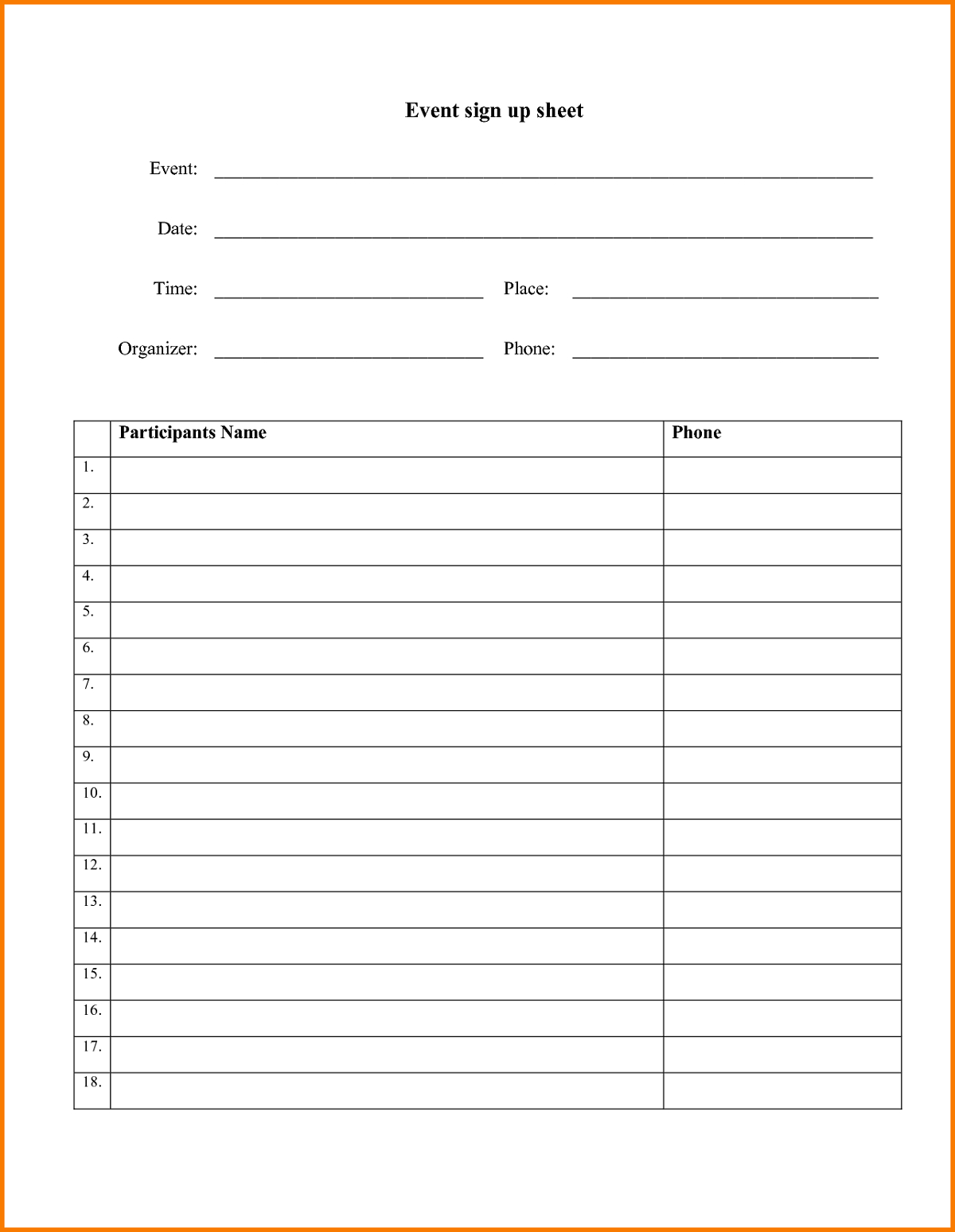 Potluck List Template ] – Sign Up Sheets Potluck Sign Up Within Free Sign Up Sheet Template Word
