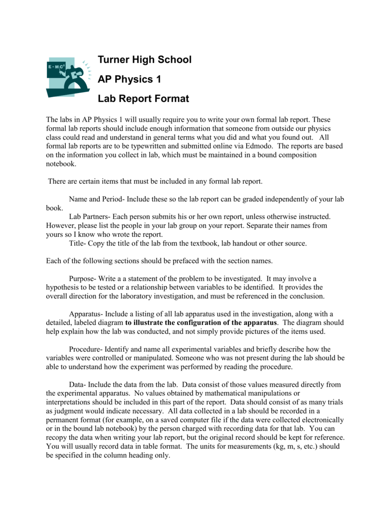 Pre Ap Physics Lab Report Format Intended For Physics Lab Report Template