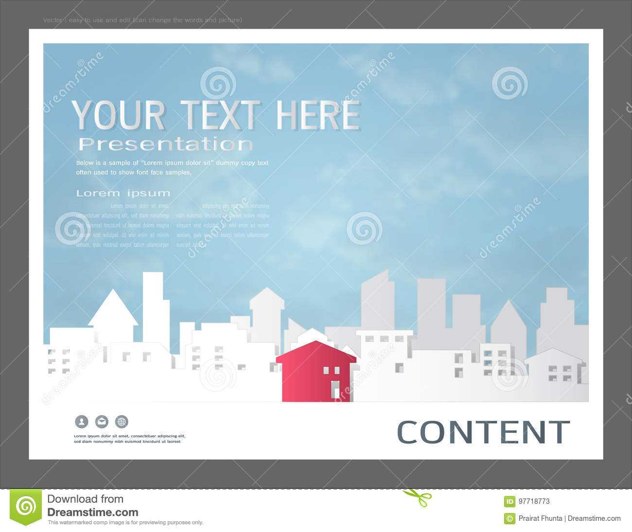 Presentation Design Template, City Buildings And Real Estate Throughout Real Estate Report Template