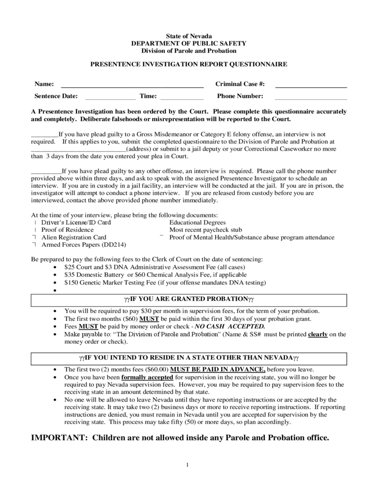 Presentence Investigation Report Form - 2 Free Templates In With Regard To Presentence Investigation Report Template