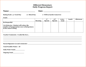 Printable 29 Images Of Student Behavior Progress Report for Daily Behavior Report Template