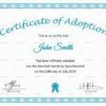 Printable Adoption Certificate Template Regarding Blank Adoption Certificate Template
