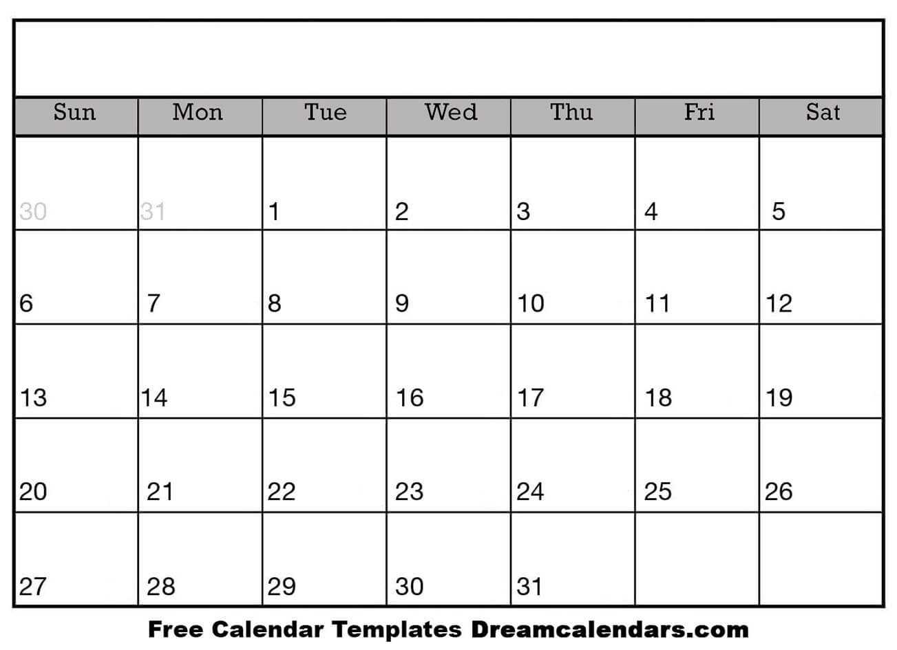 Printable Blank Calendar 2020 | Dream Calendars Regarding Blank Activity Calendar Template